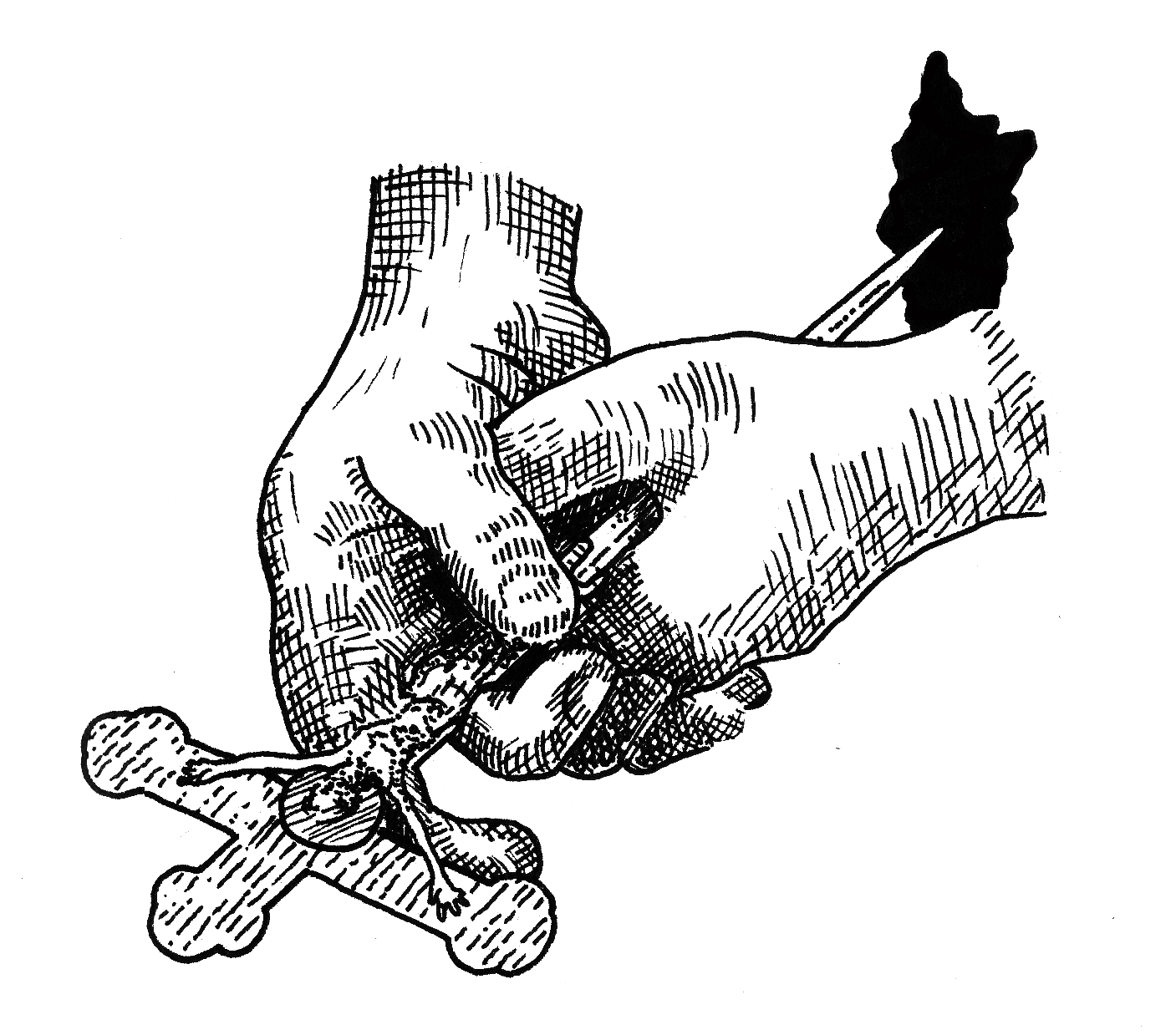 Eine Illustration von Händen die ein Kreuz halten
