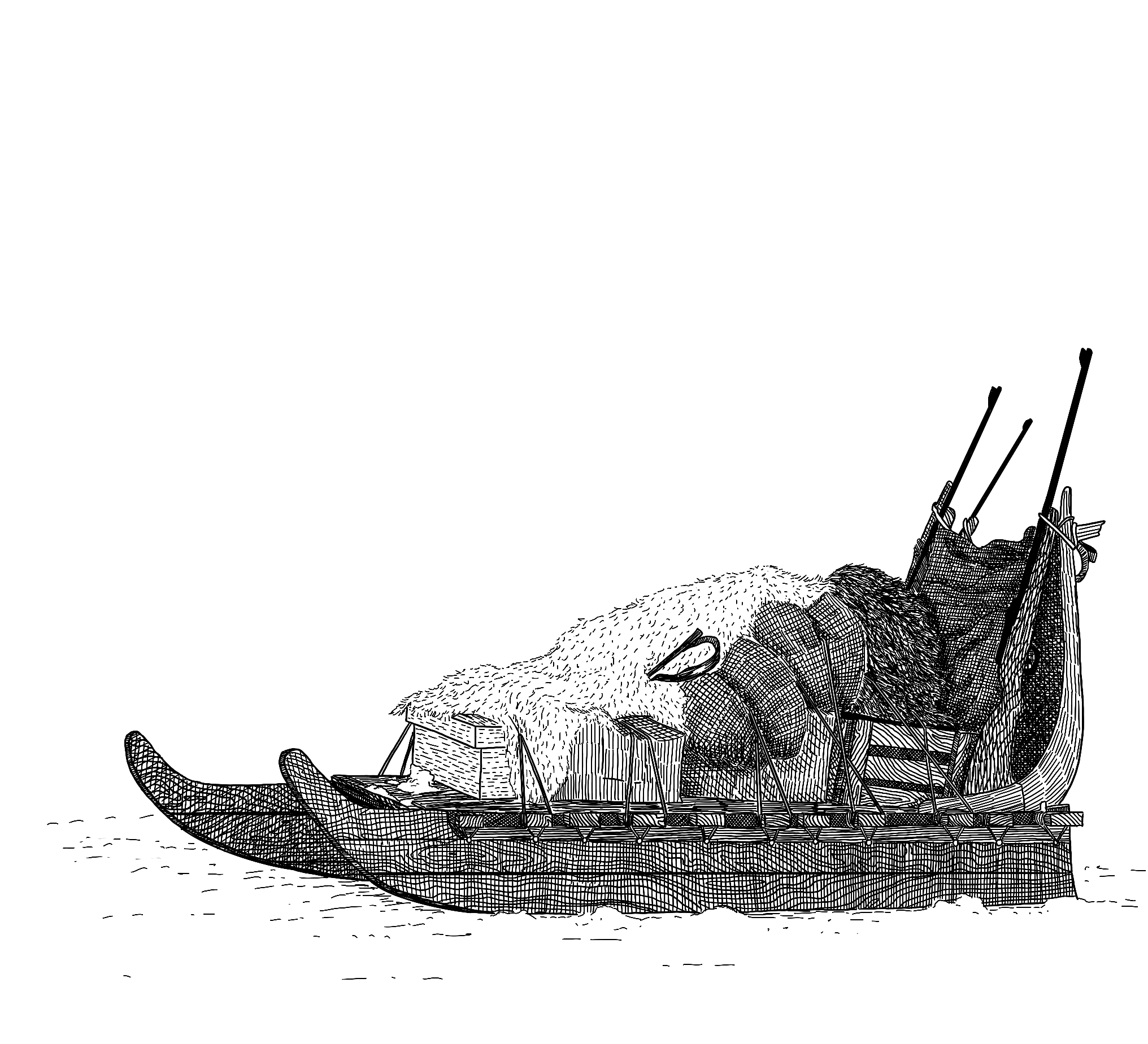Eine Illustration eines arktischen Hundeschlittens